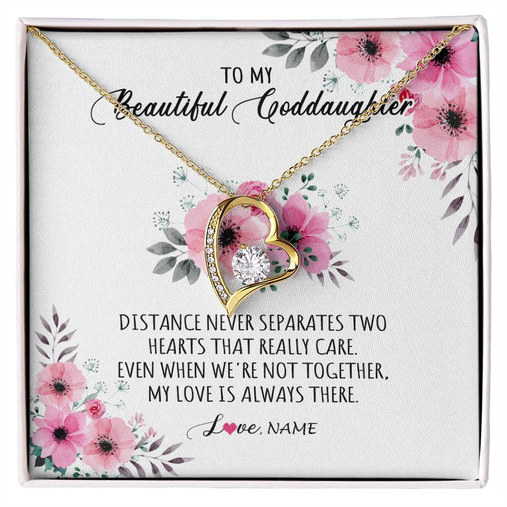 Forever Love Necklace 18K Yellow Gold Finish | Personalized To My Goddaughter Necklace From Godmother My Love Is Always There Goddaughter Birthday Graduation Christmas Customized Gift Box Message Card | siriusteestore