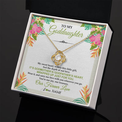 Love Knot Necklace 18K Yellow Gold Finish | 2 | Personalized To My Goddaughter Necklace From Godmother My Sweet Heart Birthday Gift For Goddaughter Valentine's Day Christmas Customized Gift Box Message Card | siriusteestore