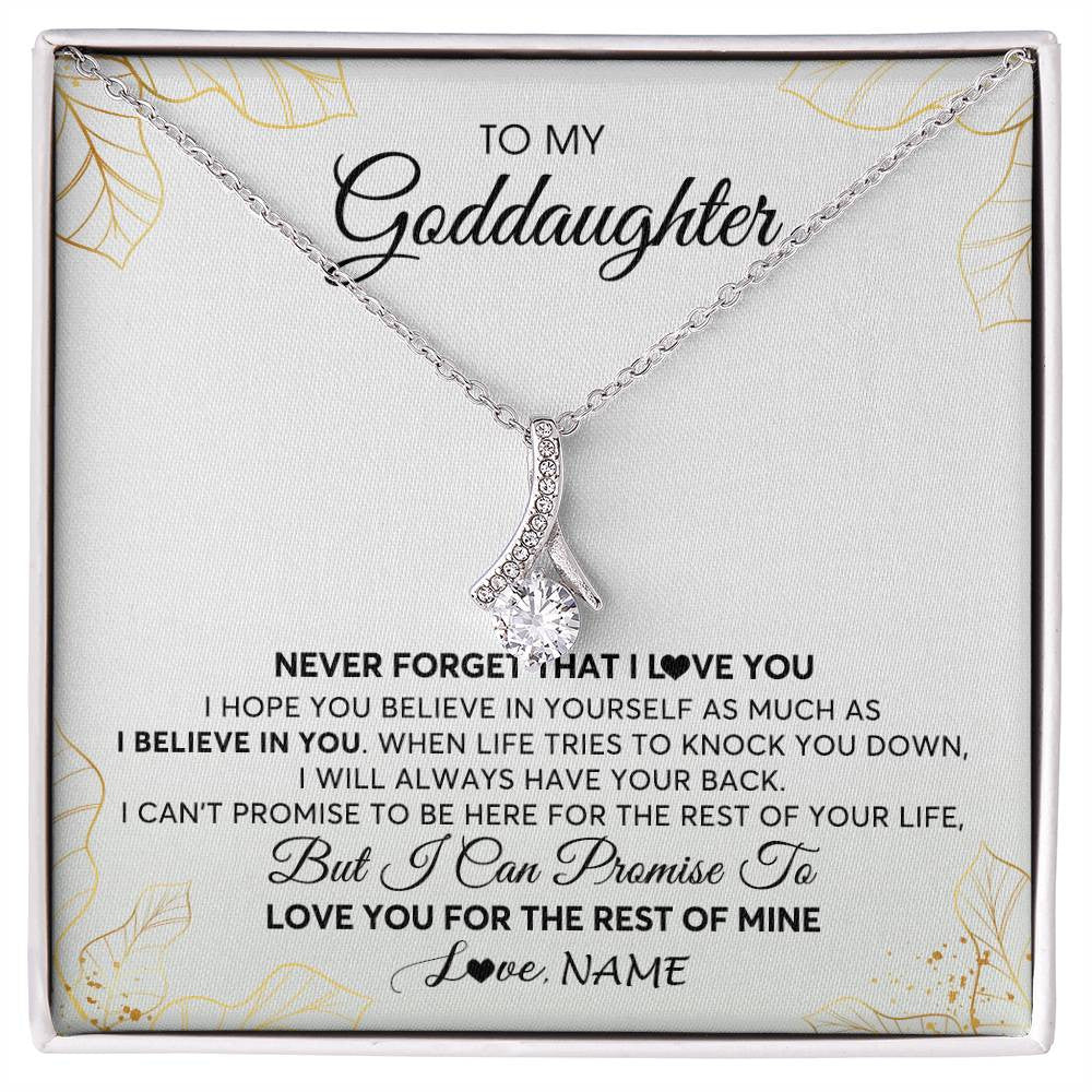 Alluring Beauty Necklace | Personalized To My Goddaughter Necklace From Godmother Never Forget That I Love You Goddaughter Birthday Graduation Christmas Customized Gift Box Message Card | siriusteestore