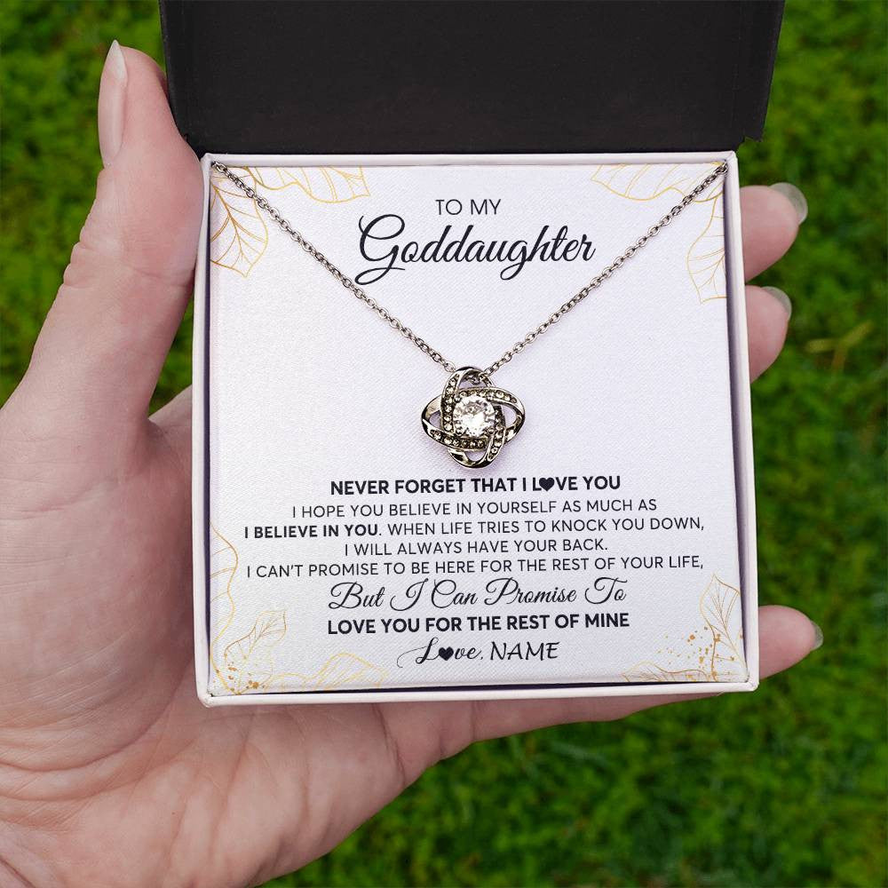 Personalized to My Goddaughter Necklace from Godmother Never Forget That I Love You Goddaughter Birthday Christmas Customized Gift Box Message Card