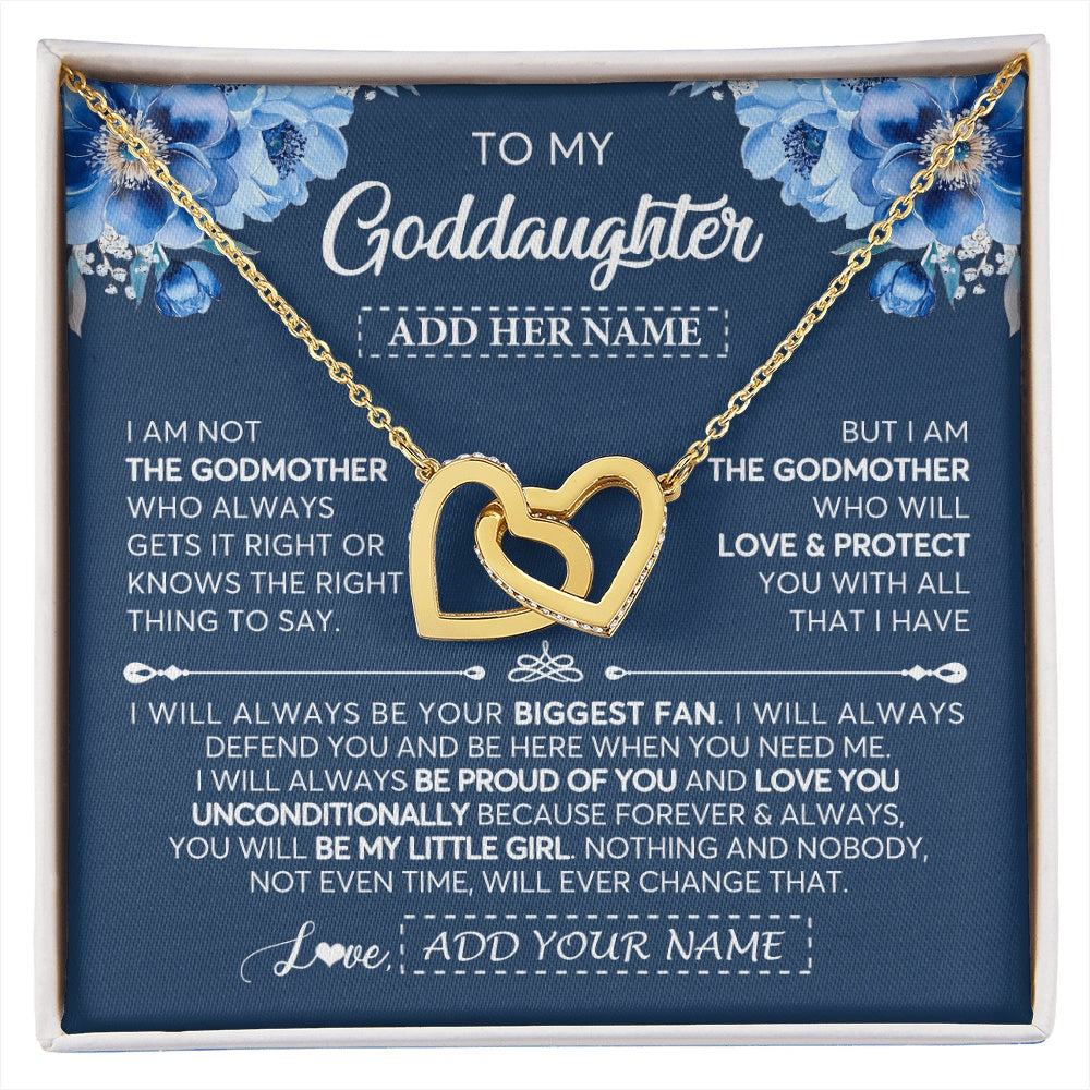 Interlocking Hearts Necklace 18K Yellow Gold Finish | 1 | Personalized To My Goddaughter Necklace From Godmother Proud Of You Birthday Gifts For Goddaughter Jewelry Gifts Christmas Custom Gift Box Message Card | https://siriusteestore.