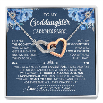 Interlocking Hearts Necklace Stainless Steel & Rose Gold Finish | 1 | Personalized To My Goddaughter Necklace From Godmother Proud Of You Birthday Gifts For Goddaughter Jewelry Gifts Christmas Custom Gift Box Message Card | https://siriusteestore.
