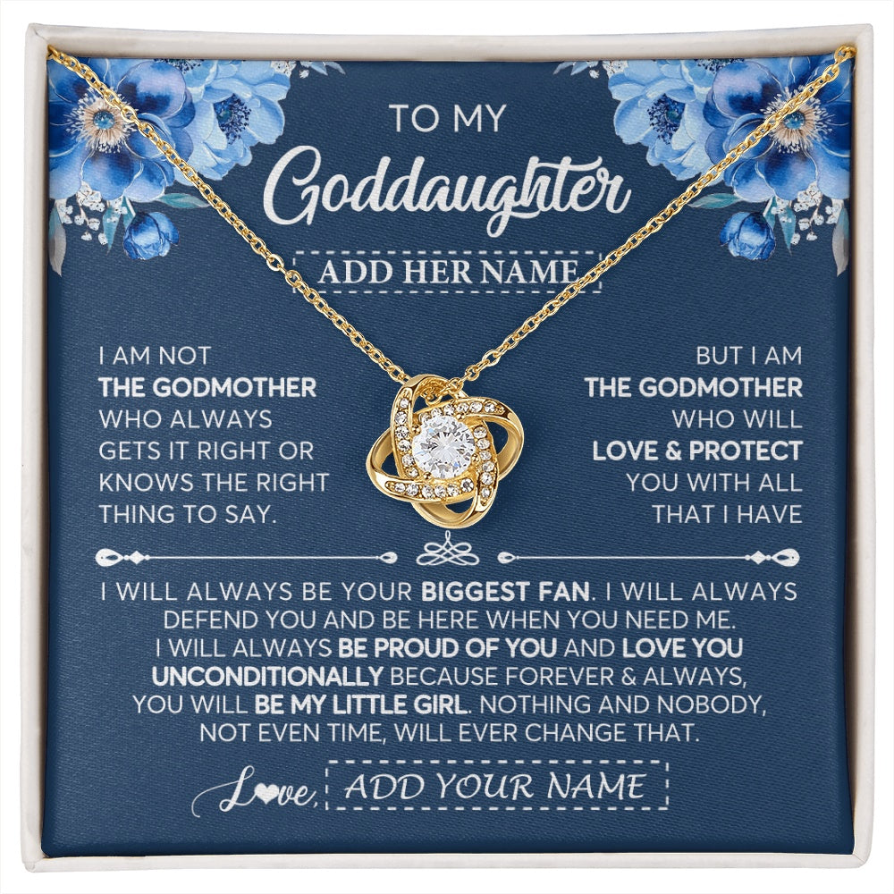 Love Knot Necklace 18K Yellow Gold Finish | 1 | Personalized To My Goddaughter Necklace From Godmother Proud Of You Birthday Gifts For Goddaughter Jewelry Gifts Christmas Custom Gift Box Message Card | https://siriusteestore.