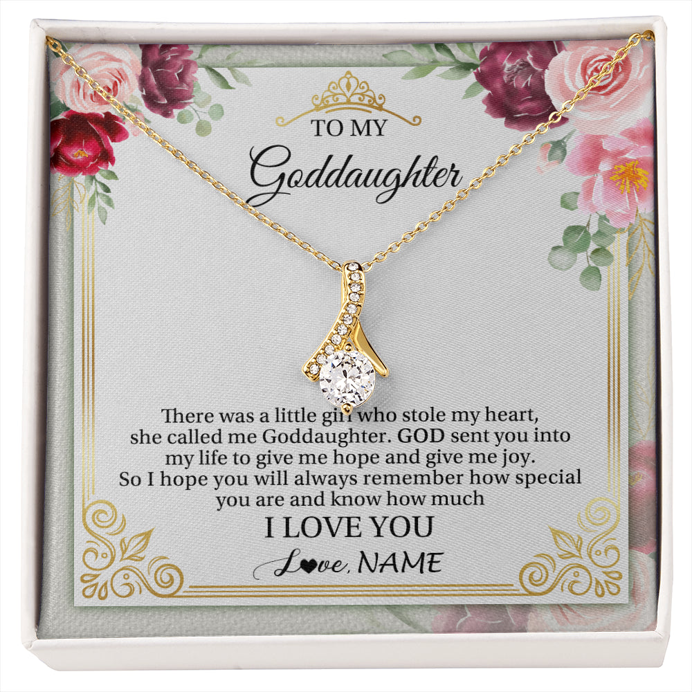Alluring Beauty Necklace 18K Yellow Gold Finish | 1 | Personalized To My Goddaughter Necklace From Godmother There Was A Little Girl Goddaughter Birthday Gifts Jewelry Christmas Customized Gift Box Message Card | siriusteestore