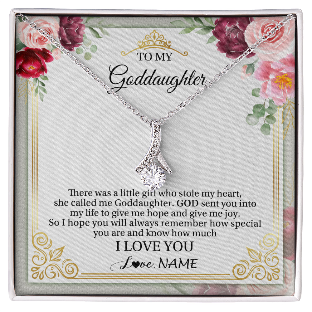 Alluring Beauty Necklace 14K White Gold Finish | 1 | Personalized To My Goddaughter Necklace From Godmother There Was A Little Girl Goddaughter Birthday Gifts Jewelry Christmas Customized Gift Box Message Card | siriusteestore