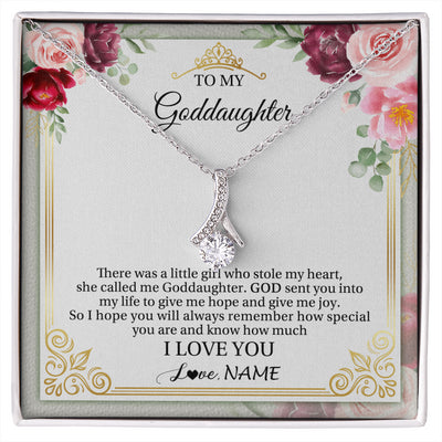 Alluring Beauty Necklace 14K White Gold Finish | 1 | Personalized To My Goddaughter Necklace From Godmother There Was A Little Girl Goddaughter Birthday Gifts Jewelry Christmas Customized Gift Box Message Card | siriusteestore