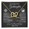 Interlocking Hearts Necklace 18K Yellow Gold Finish | Personalized To My Goddaughter Necklace From Godmother Uncle Aunt I Wish You The Strength Birthday Graduation Inspirational Customized Gift Box Message Card | siriusteestore