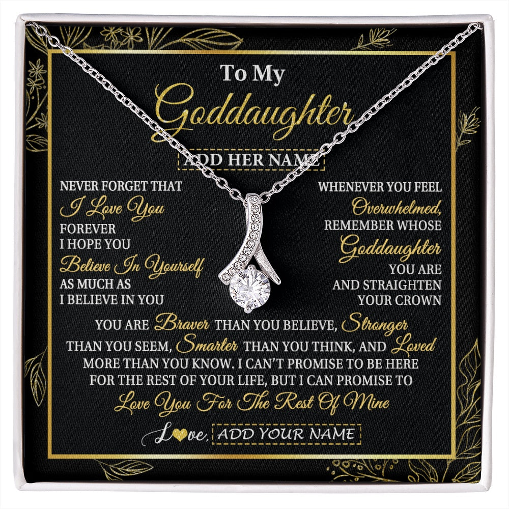 Alluring Beauty Necklace 14K White Gold Finish | 1 | Personalized To My Goddaughter Necklace From Godmother Uncle I Love You Gift For My Goddaughter Birthday Gifts Christmas Customized Gift Box Message Card | siriusteestore.myshopify