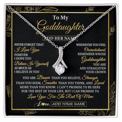 Alluring Beauty Necklace 14K White Gold Finish | 1 | Personalized To My Goddaughter Necklace From Godmother Uncle I Love You Gift For My Goddaughter Birthday Gifts Christmas Customized Gift Box Message Card | siriusteestore.myshopify