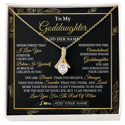 Alluring Beauty Necklace 18K Yellow Gold Finish | 1 | Personalized To My Goddaughter Necklace From Godmother Uncle I Love You Gift For My Goddaughter Birthday Gifts Christmas Customized Gift Box Message Card | siriusteestore.myshopify