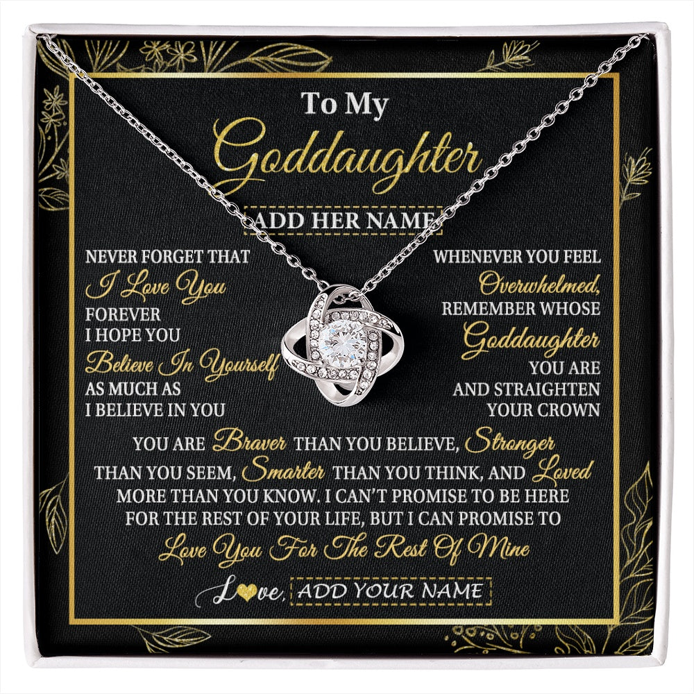 Love Knot Necklace 14K White Gold Finish | 1 | Personalized To My Goddaughter Necklace From Godmother Uncle I Love You Gift For My Goddaughter Birthday Gifts Christmas Customized Gift Box Message Card | siriusteestore.myshopify