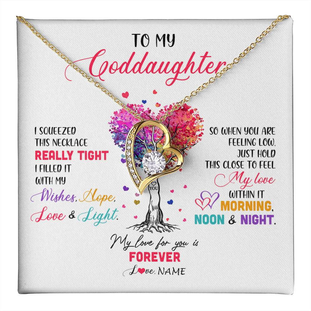 Forever Love Necklace 18K Yellow Gold Finish | 1 | Personalized To My Goddaughter Necklace From Godmother Uncle I Squeezed This Necklace Goddaughter Birthday Christmas Customized Gift Box Message Card | siriusteestore
