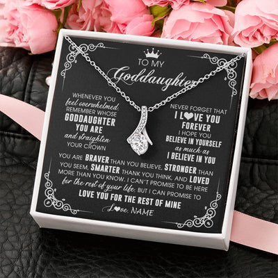 Alluring Beauty Necklace 14K White Gold Finish | 2 | Personalized To My Goddaughter Necklace From Godmother Uncle Inspirational Strength Goddaughter Birthday Jewelry Christmas Customized Gift Box Message Card | siriusteestore