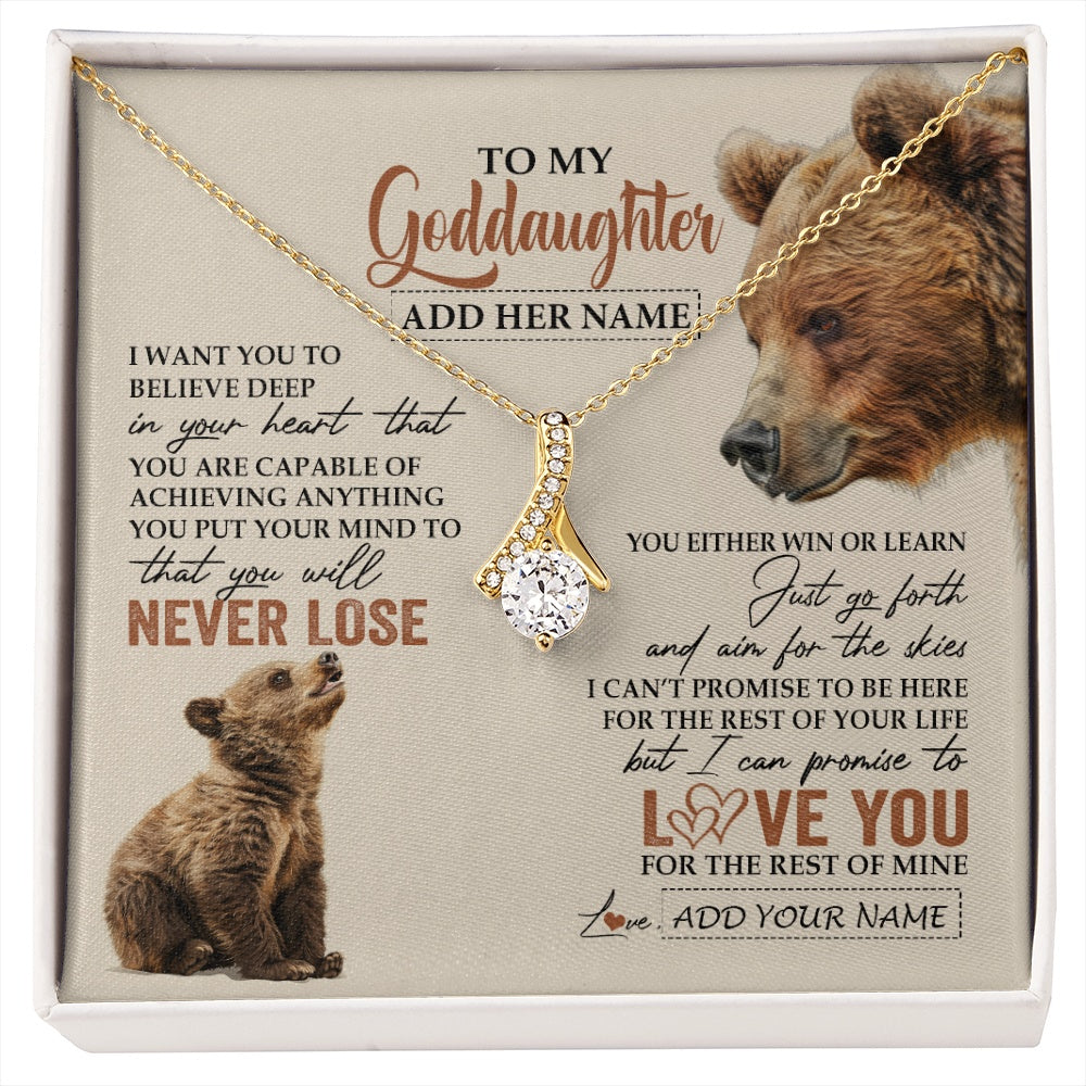 Alluring Beauty Necklace 18K Yellow Gold Finish | 1 | Personalized To My Goddaughter Necklace From Godmother Uncle You Will Never Lose Bear Goddaughter Birthday Gifts Graduation Christmas Gift Box Message Card | siriusteestore.myshopify