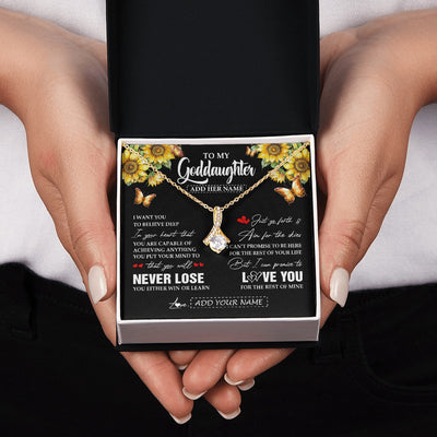 Alluring Beauty Necklace 18K Yellow Gold Finish | 2 | Personalized To My Goddaughter Necklace From Godmother Uncle You Will Never Lose Sunflower Goddaughter Birthday Gifts Christmas Custom Gift Box Message Card | siriusteestore.myshopify