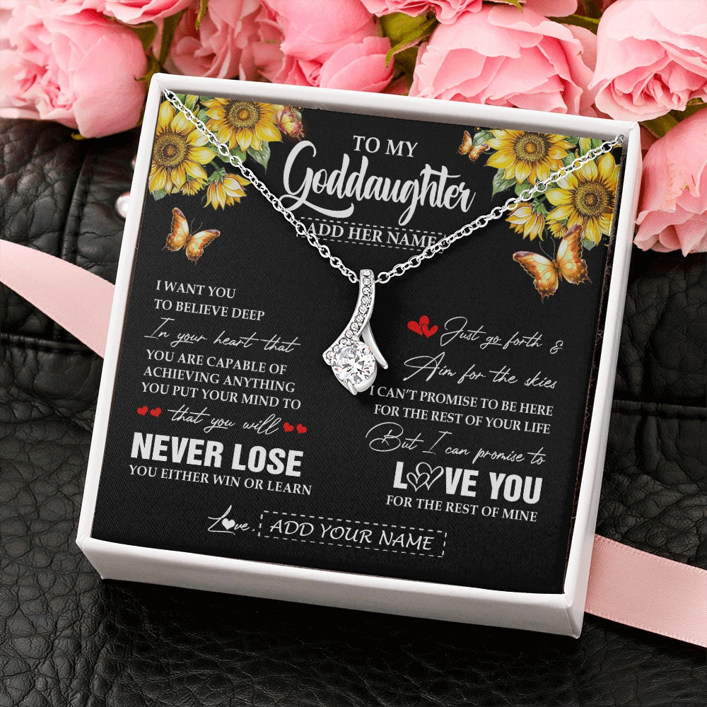 Alluring Beauty Necklace 14K White Gold Finish | 2 | Personalized To My Goddaughter Necklace From Godmother Uncle You Will Never Lose Sunflower Goddaughter Birthday Gifts Christmas Custom Gift Box Message Card | siriusteestore.myshopify