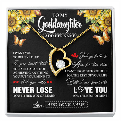 Forever Love Necklace 18K Yellow Gold Finish | 1 | Personalized To My Goddaughter Necklace From Godmother Uncle You Will Never Lose Sunflower Goddaughter Birthday Gifts Christmas Custom Gift Box Message Card | siriusteestore.myshopify