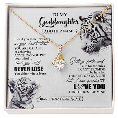 Alluring Beauty Necklace 18K Yellow Gold Finish | 1 | Personalized To My Goddaughter Necklace From Godmother Uncle You Will Never Lose White Tiger Goddaughter Birthday Gifts Christmas Custom Gift Box Message Card | siriusteestore