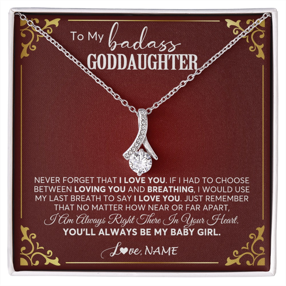 Alluring Beauty Necklace 14K White Gold Finish | 1 | Personalized To My Goddaughter Necklace From Godmother Uncle You'll Always Be My Goddaughter Birthday Christmas Customized Gift Box Message Card | siriusteestore.myshopify