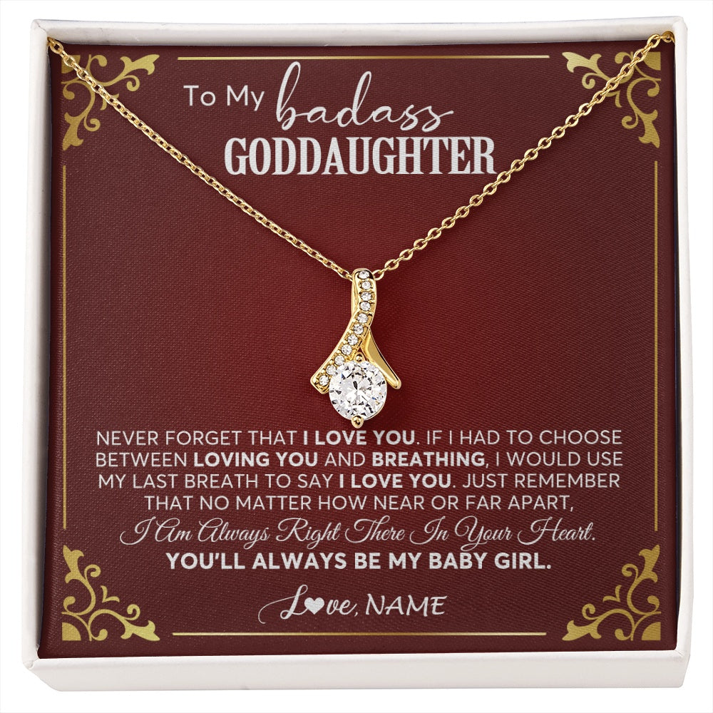 Alluring Beauty Necklace 18K Yellow Gold Finish | 1 | Personalized To My Goddaughter Necklace From Godmother Uncle You'll Always Be My Goddaughter Birthday Christmas Customized Gift Box Message Card | siriusteestore.myshopify