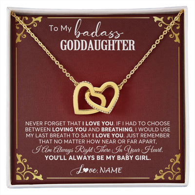 Interlocking Hearts Necklace 18K Yellow Gold Finish | 1 | Personalized To My Goddaughter Necklace From Godmother Uncle You'll Always Be My Goddaughter Birthday Christmas Customized Gift Box Message Card | siriusteestore.myshopify