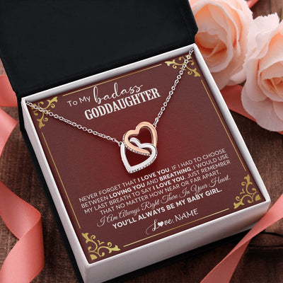Interlocking Hearts Necklace Stainless Steel & Rose Gold Finish | 2 | Personalized To My Goddaughter Necklace From Godmother Uncle You'll Always Be My Goddaughter Birthday Christmas Customized Gift Box Message Card | siriusteestore.myshopify