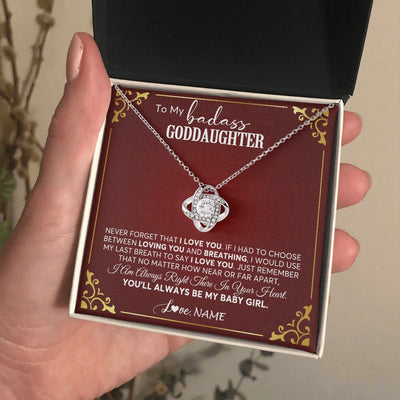 Love Knot Necklace 14K White Gold Finish | 2 | Personalized To My Goddaughter Necklace From Godmother Uncle You'll Always Be My Goddaughter Birthday Christmas Customized Gift Box Message Card | siriusteestore.myshopify