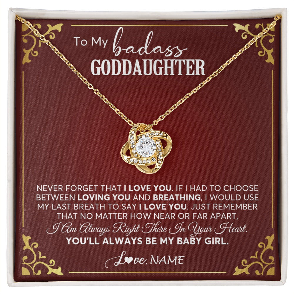 Love Knot Necklace 18K Yellow Gold Finish | 1 | Personalized To My Goddaughter Necklace From Godmother Uncle You'll Always Be My Goddaughter Birthday Christmas Customized Gift Box Message Card | siriusteestore.myshopify