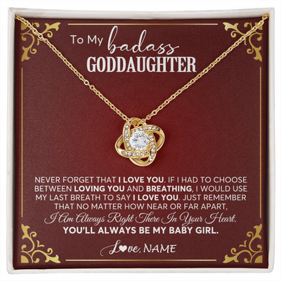 Love Knot Necklace 18K Yellow Gold Finish | 1 | Personalized To My Goddaughter Necklace From Godmother Uncle You'll Always Be My Goddaughter Birthday Christmas Customized Gift Box Message Card | siriusteestore.myshopify