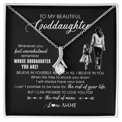 Alluring Beauty Necklace 14K White Gold Finish | 1 | Personalized To My Goddaughter Necklace From Godmother Whenever You Feel Overwhelmed Goddaughter Jewelry Birthday Graduation Christmas Customized Message Card | siriusteestore