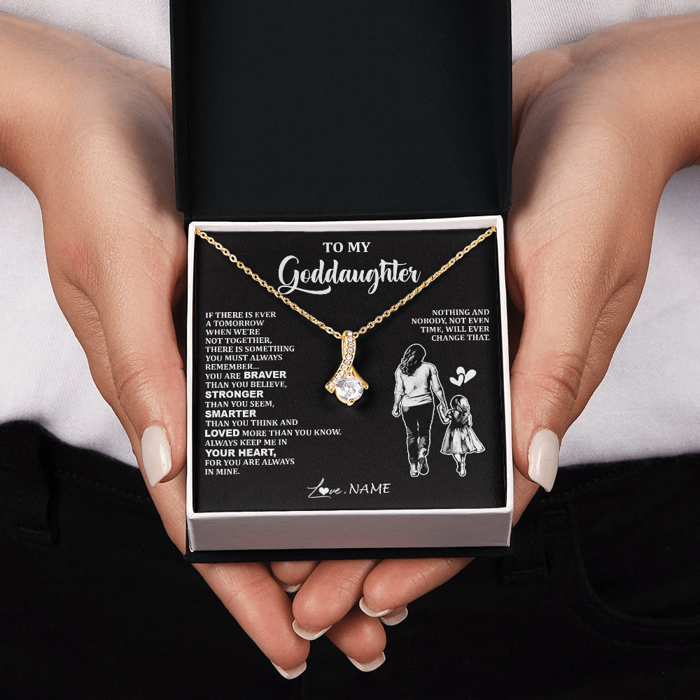 Alluring Beauty Necklace 18K Yellow Gold Finish | 2 | Personalized To My Goddaughter Necklace From Godmother You Are Always In Mine Beautiful Goddaughter Birthday Graduation Christmas With Gift Box Message Card | siriusteestore