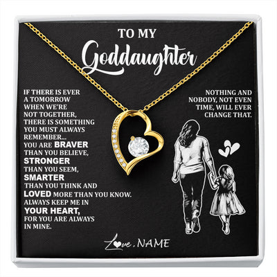 Forever Love Necklace 18K Yellow Gold Finish | 1 | Personalized To My Goddaughter Necklace From Godmother You Are Always In Mine Beautiful Goddaughter Birthday Graduation Christmas With Gift Box Message Card | siriusteestore