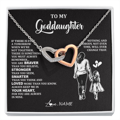 Interlocking Hearts Necklace Stainless Steel & Rose Gold Finish | 1 | Personalized To My Goddaughter Necklace From Godmother You Are Always In Mine Beautiful Goddaughter Birthday Graduation Christmas With Gift Box Message Card | siriusteestore