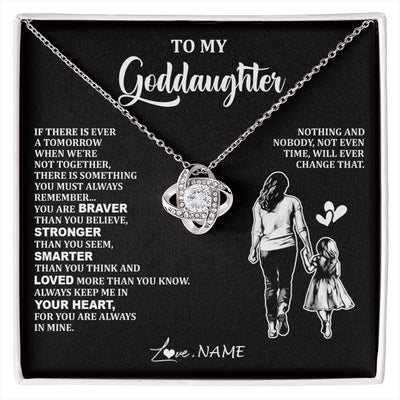 Love Knot Necklace 14K White Gold Finish | 1 | Personalized To My Goddaughter Necklace From Godmother You Are Always In Mine Beautiful Goddaughter Birthday Graduation Christmas With Gift Box Message Card | siriusteestore