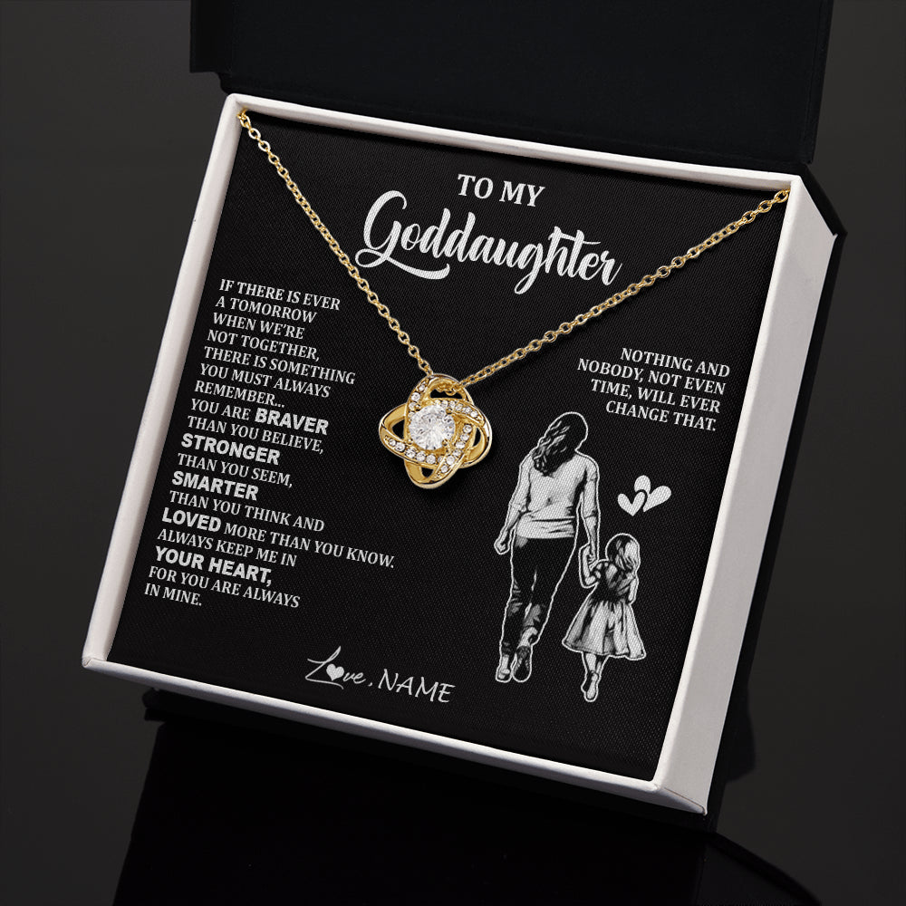Love Knot Necklace 18K Yellow Gold Finish | 2 | Personalized To My Goddaughter Necklace From Godmother You Are Always In Mine Beautiful Goddaughter Birthday Graduation Christmas With Gift Box Message Card | siriusteestore