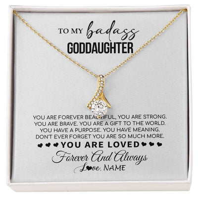 Alluring Beauty Necklace 18K Yellow Gold Finish | 1 | Personalized To My Goddaughter Necklace From Godmother You Are Forever Beautiful Goddaughter Birthday Graduation Christmas Customized Gift Box Message Card | siriusteestore