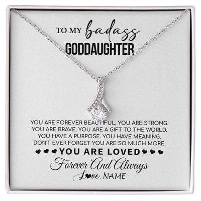 Alluring Beauty Necklace | Personalized To My Goddaughter Necklace From Godmother You Are Forever Beautiful Goddaughter Birthday Graduation Christmas Customized Gift Box Message Card | siriusteestore