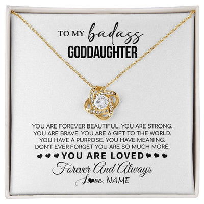Love Knot Necklace 18K Yellow Gold Finish | 1 | Personalized To My Goddaughter Necklace From Godmother You Are Forever Beautiful Goddaughter Birthday Graduation Christmas Customized Gift Box Message Card | siriusteestore