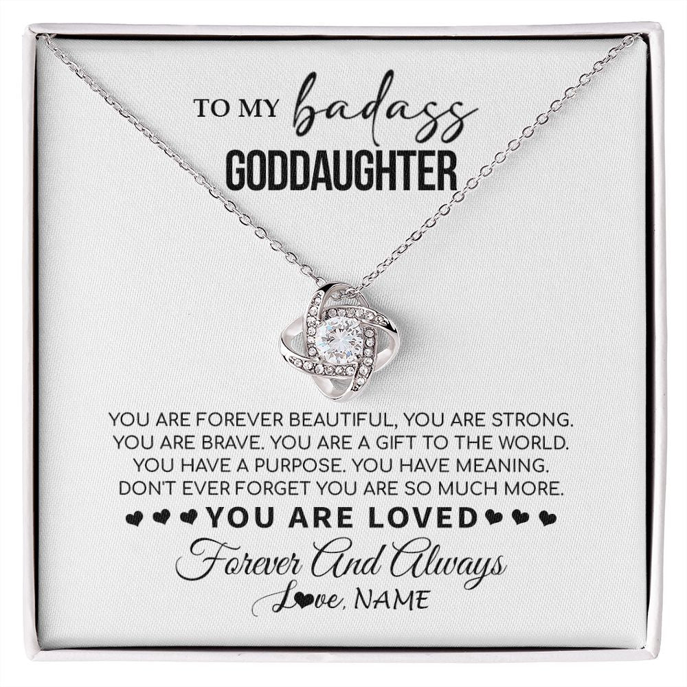 Love Knot Necklace | Personalized To My Goddaughter Necklace From Godmother You Are Forever Beautiful Goddaughter Birthday Graduation Christmas Customized Gift Box Message Card | siriusteestore