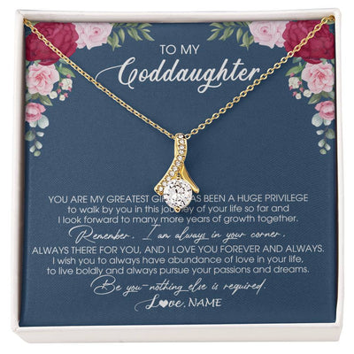 Alluring Beauty Necklace 18K Yellow Gold Finish | Personalized To My Goddaughter Necklace From Godmother You Are My Greatest Gift Goddaughter Birthday Christmas Customized Jewelry Gift Box Message Card | siriusteestore