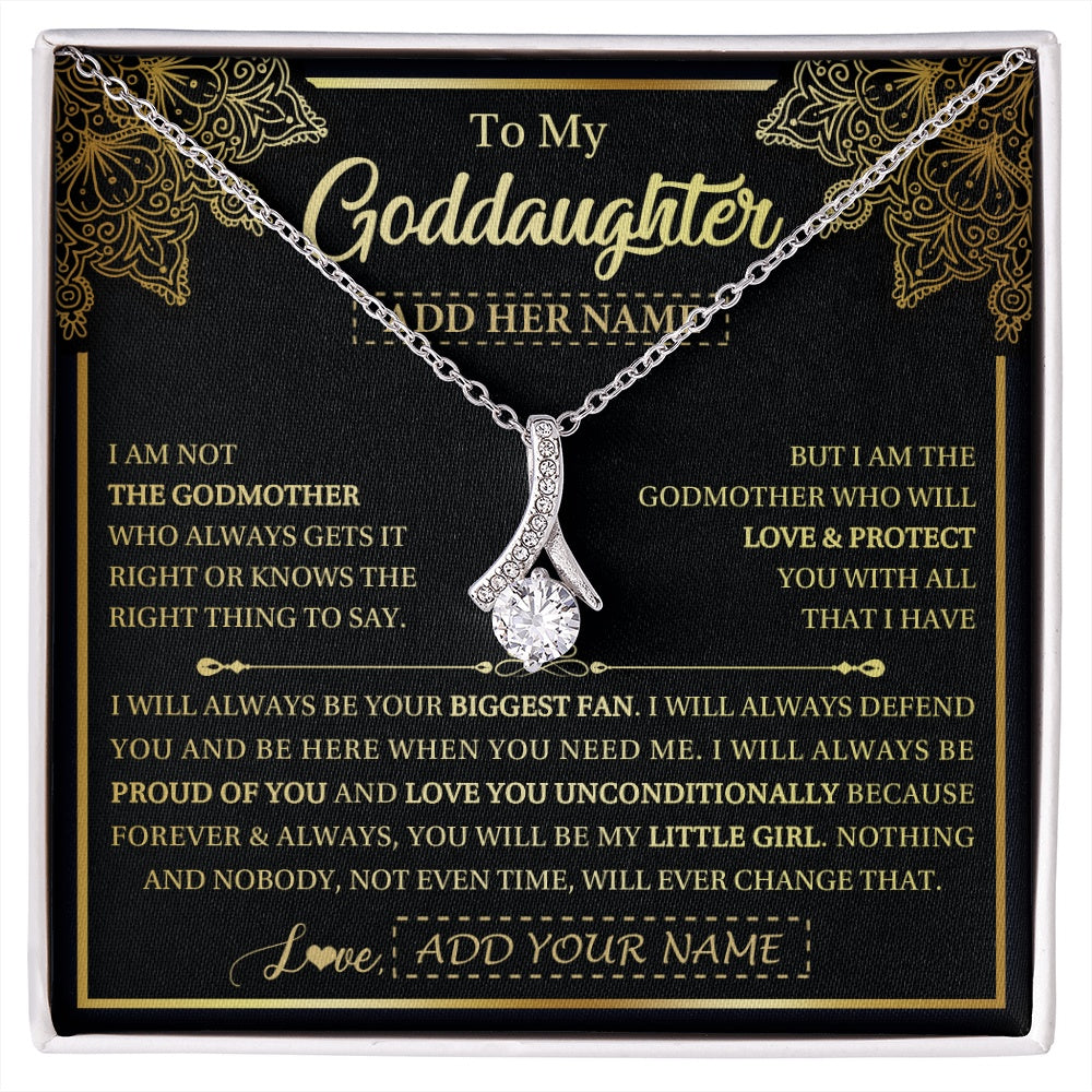 Alluring Beauty Necklace 14K White Gold Finish | 1 | Personalized To My Goddaughter Necklace From Godmother Your Biggest Fan Birthday Gifts For Goddaughter Gifts Christmas Jewelry Custom Gift Box Message Card | siriusteestore.myshopify