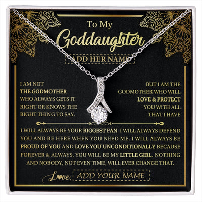 Alluring Beauty Necklace 14K White Gold Finish | 1 | Personalized To My Goddaughter Necklace From Godmother Your Biggest Fan Birthday Gifts For Goddaughter Gifts Christmas Jewelry Custom Gift Box Message Card | siriusteestore.myshopify