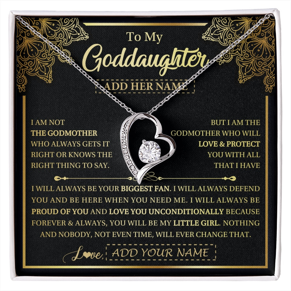 Forever Love Necklace 14K White Gold Finish | 1 | Personalized To My Goddaughter Necklace From Godmother Your Biggest Fan Birthday Gifts For Goddaughter Gifts Christmas Jewelry Custom Gift Box Message Card | siriusteestore.myshopify