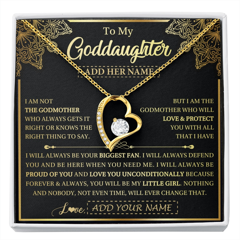 Forever Love Necklace 18K Yellow Gold Finish | 1 | Personalized To My Goddaughter Necklace From Godmother Your Biggest Fan Birthday Gifts For Goddaughter Gifts Christmas Jewelry Custom Gift Box Message Card | siriusteestore.myshopify