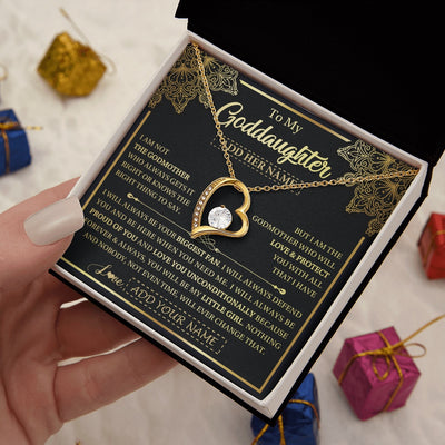 Forever Love Necklace 18K Yellow Gold Finish | 2 | Personalized To My Goddaughter Necklace From Godmother Your Biggest Fan Birthday Gifts For Goddaughter Gifts Christmas Jewelry Custom Gift Box Message Card | siriusteestore.myshopify