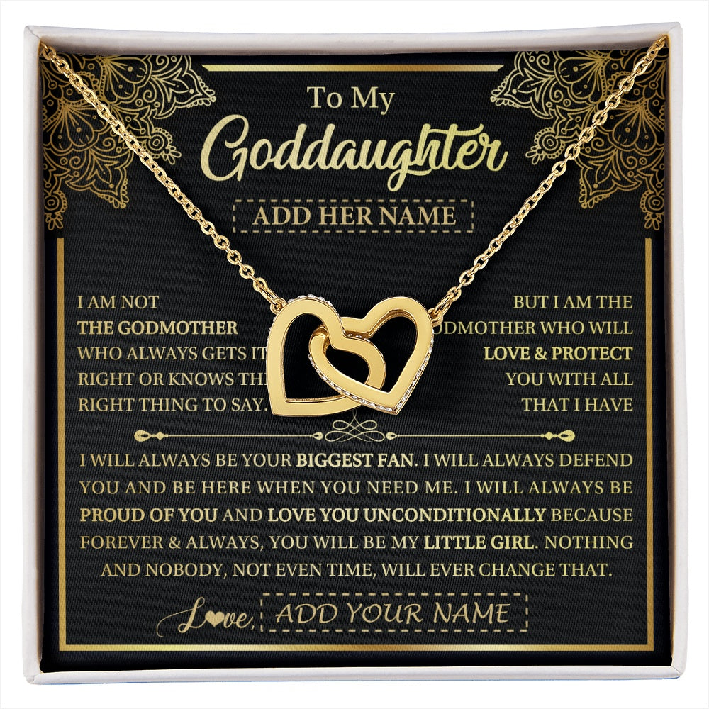 Interlocking Hearts Necklace 18K Yellow Gold Finish | 1 | Personalized To My Goddaughter Necklace From Godmother Your Biggest Fan Birthday Gifts For Goddaughter Gifts Christmas Jewelry Custom Gift Box Message Card | siriusteestore.myshopify