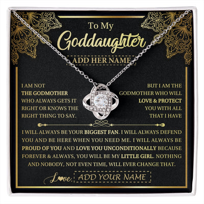 Love Knot Necklace 14K White Gold Finish | 1 | Personalized To My Goddaughter Necklace From Godmother Your Biggest Fan Birthday Gifts For Goddaughter Gifts Christmas Jewelry Custom Gift Box Message Card | siriusteestore.myshopify
