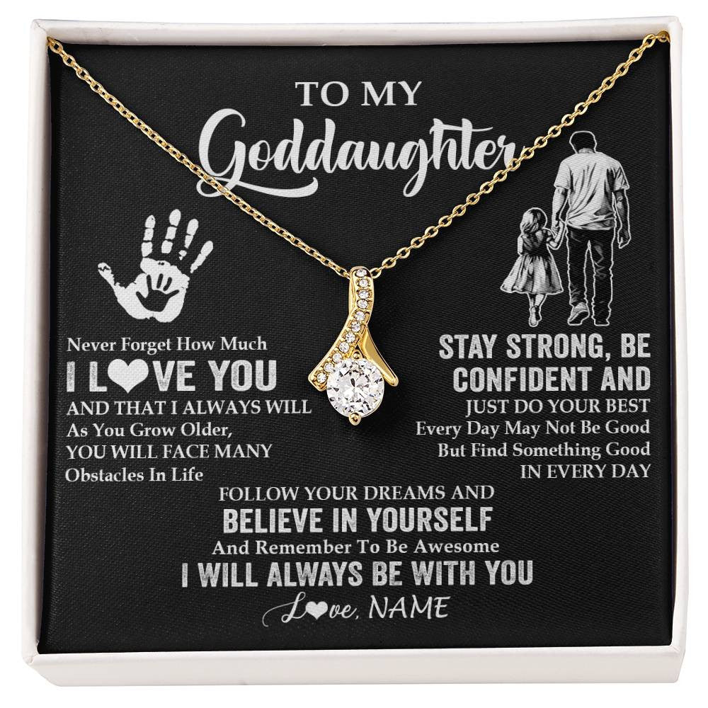 Alluring Beauty Necklace 18K Yellow Gold Finish | 1 | Personalized To My Goddaughter Necklace I Love You Forever From Godfather Goddaughter Birthday Gifts Christmas Graduation Customized Gift Box Message Card | siriusteestore