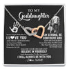 Interlocking Hearts Necklace Stainless Steel & Rose Gold Finish | 1 | Personalized To My Goddaughter Necklace I Love You Forever From Godfather Goddaughter Birthday Gifts Christmas Graduation Customized Gift Box Message Card | siriusteestore