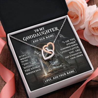 Interlocking Hearts Necklace Stainless Steel & Rose Gold Finish | 2 | Personalized To My Goddaughter Necklace Women Warrior Knights Templar I Am The Storm Best Goddaughter Birthday Gifts Christmas Custom Gift Box Message Card | siriusteestore